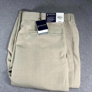 NWT New Stafford Essentials Classic Fit Men's Khaki Dress Pants, Size 40x32